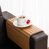 GEHE Sofa Arm Tray Table - Flexible/Foldable Couch Arm Table Perfect for Drink &amp; Snacks Great Armrest Tray (16.5" L x 13.25" W x 0.35" H, Natural Bamboo)