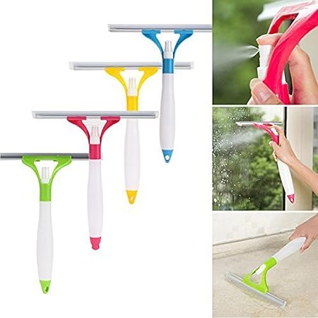 I-World Water Spray Brush Wiper Kitchen Table Squeegee Glass Window Dryer Silicone Blade Cleaning