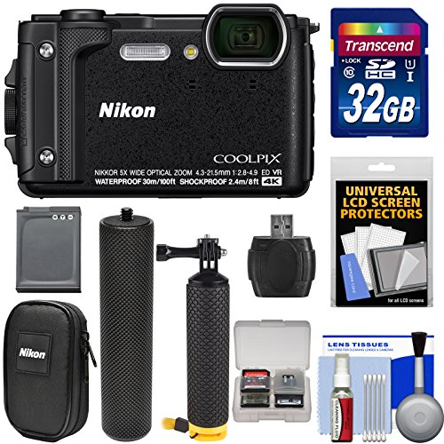 Nikon-Coolpix-W300-4K-Wi-Fi-Shock-Waterproof-Digital-Camera-Black-with-32GB-Card-Battery-Case-Grip-Floating-Handle-Kit