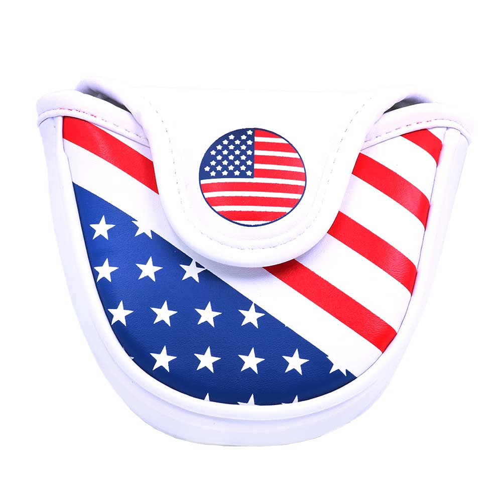 ANCLLO Golf Club Mallet Putter Cover Magnetic Closure Creative USA Flag Pattern Golf Putter Headcover