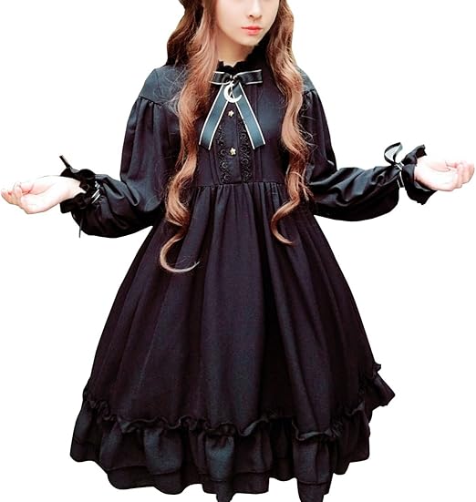Amazon Co Jp Cospland ロリータ服 ワンピース コスプレ ゴシック式 レディース 長袖 ワンピース リボン L 長袖 ホビー