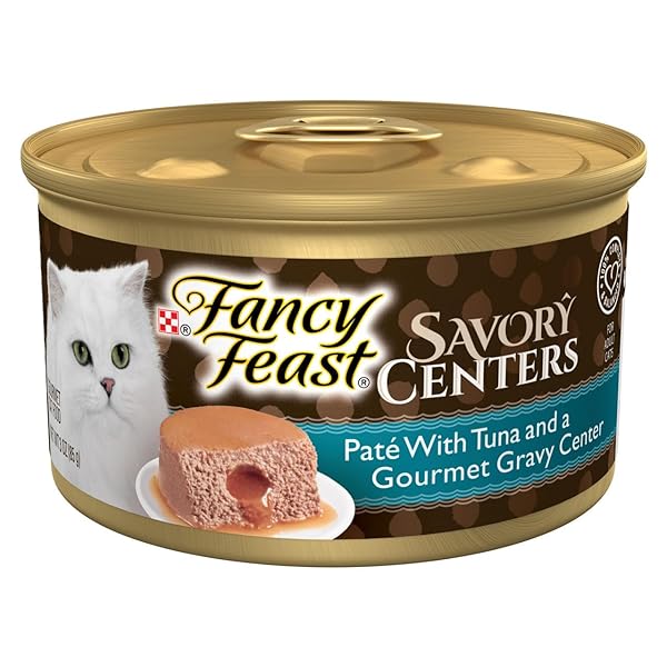 FANCY FEAST, SAVORY CENTERS PATE WITH TUNA AND GOURMET GRAVY CENTER CAT FOOD, 3 OUNCE