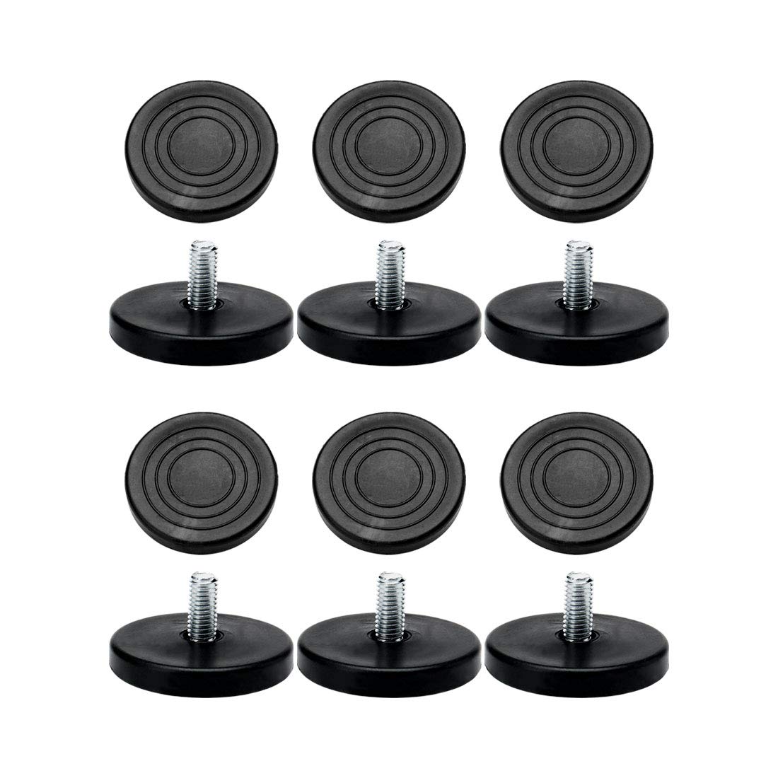 Sourcingmap M8 x 17 x 50mm Leveling Feet Adjustable Leveler Floor Protector Cover Pad for House Furniture Desk Table Chair Leg 12 Pack