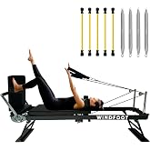 Pilates Reformer Machine Equipment with Springs &amp; Cords for Home Workout, Foldable Pilates Equipment with Jump Board for All Level Users