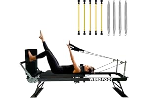 WINDFOOT Pilates Reformer Machine Equipment with Springs & Cords for Home Workout, Foldable Pilates Equipment with Jump Board for All Level Users
