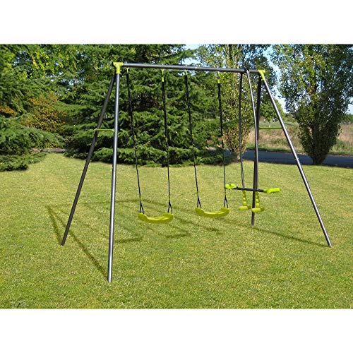 MaxxGarden Schaukel - Gartenschaukel für Kinder - stabile Schaukel mit insgesamt DREI Schaukelsitzen - mit Brettschaukel… – Bild 5