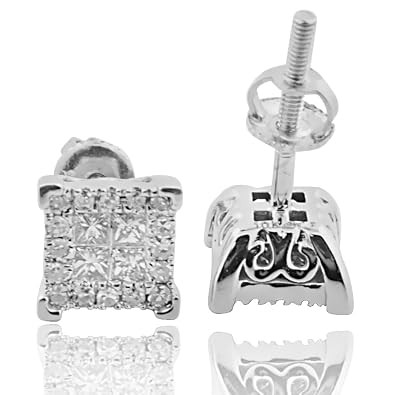 Amazon Com 0 50ctw Princess Cut Diamond Stud Earrings Mens Or