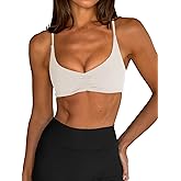 LASLULU Womens Sports Bra Sexy Spaghetti Strap Backless Bra Workout Gym Yoga Bras Tops Padded Sport Bras
