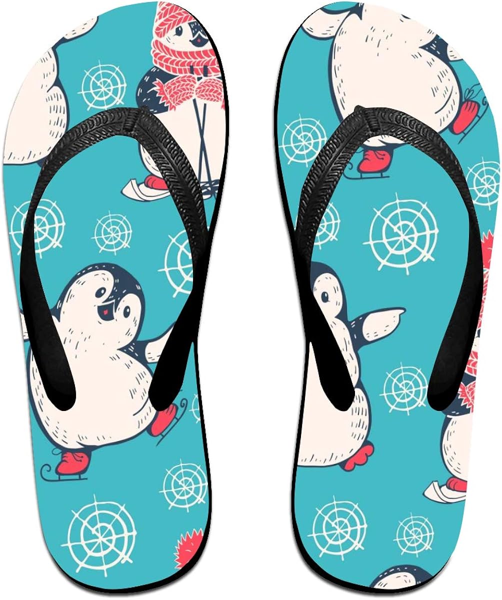 Amazon.com | SLHFPX Mens Flip Flop Slippers Cute Penguin Snowflake Rubber Cozy Flip Flops 
