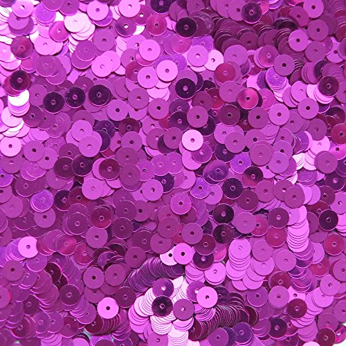 6mm Flat Round Sequins ~ Fuchsia Pink Semi Matte Frost ~ Made in USA. Loose paillettes for embroidery, bridal, applique, arts, crafts, and embellishment.