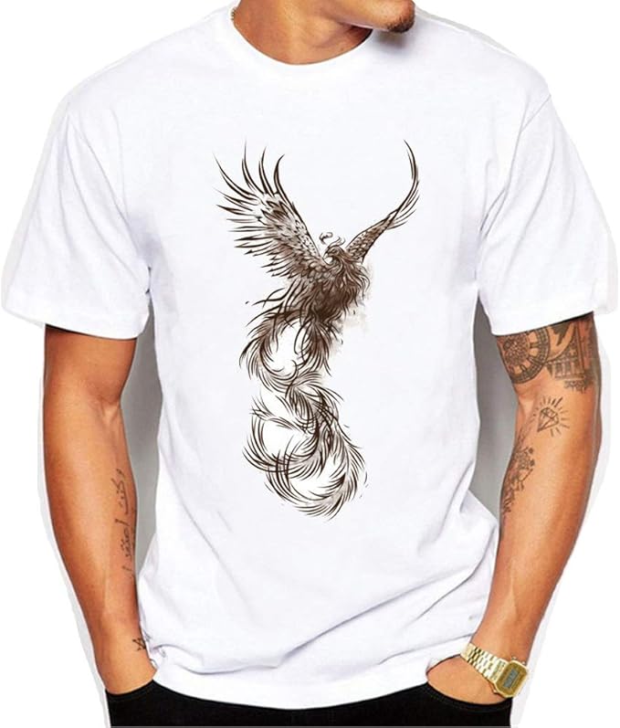 Men's Creative Phoenix Print Short Sleeve T-Shirts Casual Novelty Graphic Summer Tees | Amazon.com