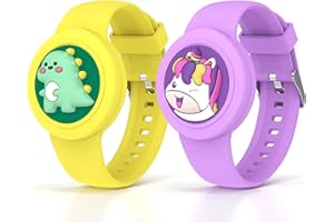 2-Pack Waterproof Bracelets for Airtag, Kids Cute Cartoon,Soft Silicone Wristband for Air Tag, Adjustable Band，GPS Anti-Lost 