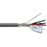 KWANGIL 22AWG 4C AMESB Shielded Cable Wire, AWM 2464 Gray 25FT | Flexible, 300V 80C, Str TC, SR-PVC Ins, OS+Drain+TC Brd, PVC Jkt, CNC Machine, Stepper Motor, VFD Spindle