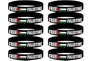 LIMECUTE 10 Pack Free Palestine Gaza Flag Arabic Freedom for Palestinians Stand with Israel Flag Support Israel Silicone Wristbands for Men&Women