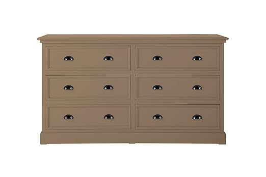 Aprodz Mango Wood Storage Cabinet Marceio Chest of 6 Drawers Furniture for Living Room | Light Brown