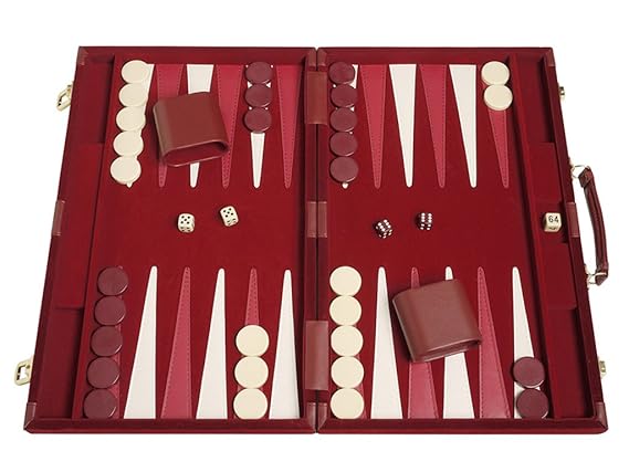 Deluxe Backgammon Set Board Game (Maroon 18X12)