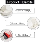 Vibbang Adhesive Hat Holder 10 Pack Wall Mount No Drilling White Hat Rack view 4