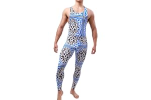 Juflam Men's Wrestling Singlet Fashion Printed One Piece Bodysuit Athletic Leotard Gym Sportswear