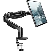 HUANUO FlowLift&trade; Single Monitor Mount, 13 to 32 Inch Monitor Arm, Adjustable Monitor Stand, Vesa Mount with Clamp and Grommet Base - Fits 4.4 to 19.8lbs LCD Computer Monitors