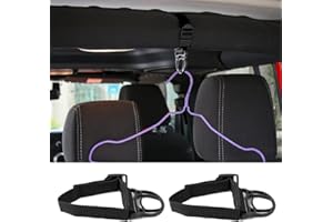 YOCTM Roll Bar Coat Hanger Clothes Hook Compatible with Jeep Wrangler JL JT TJ JK JLU Sports Sahara Freedom Rubicon X & Unlimited 1997-2025 Black Interior Parts Accessories (Pack of 2) (Black)