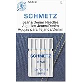 SCHMETZ Jean &amp; Denim Sewing Machine Needles - Precision Needles for Heavy Fabric, Size 110/18, 5-Needle Cards, Pack of 1
