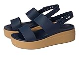 Crocs Womens Brooklyn Low Wedge Navy/Tan 7 M