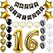 Happy 16th Birthday Banner Balloons Set for Sweet 16 Years Old Birthday Party Decoration Supplies Gold Black