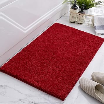 Ztcp Schone Bar Dicke Baumwolle Faser Badematte Super Saugfahig Badezimmer Teppiche Badewanne Bodenmatte Fussmatte Fur Duschraum Toilette 40cmx60cm Pure Red Amazon De Kuche Haushalt