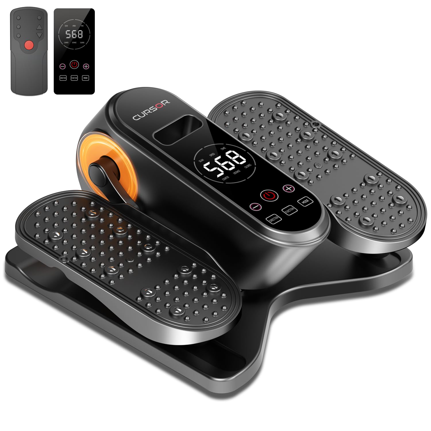 Under Desk Elliptical Machine, Electric Leg Exerciser as Seen on Tv for Seniors, Quiet Portable Seated Pedal Exerciser with Remote Control, 12 Adjustable Speeds, Auto & HR Mode for Home Office Image