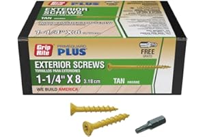 Grip-Rite L114STT1 PrimeGuard Plus #8 x 1-1/4" Wood to Wood Deck Screw, Tan, 1lb Box