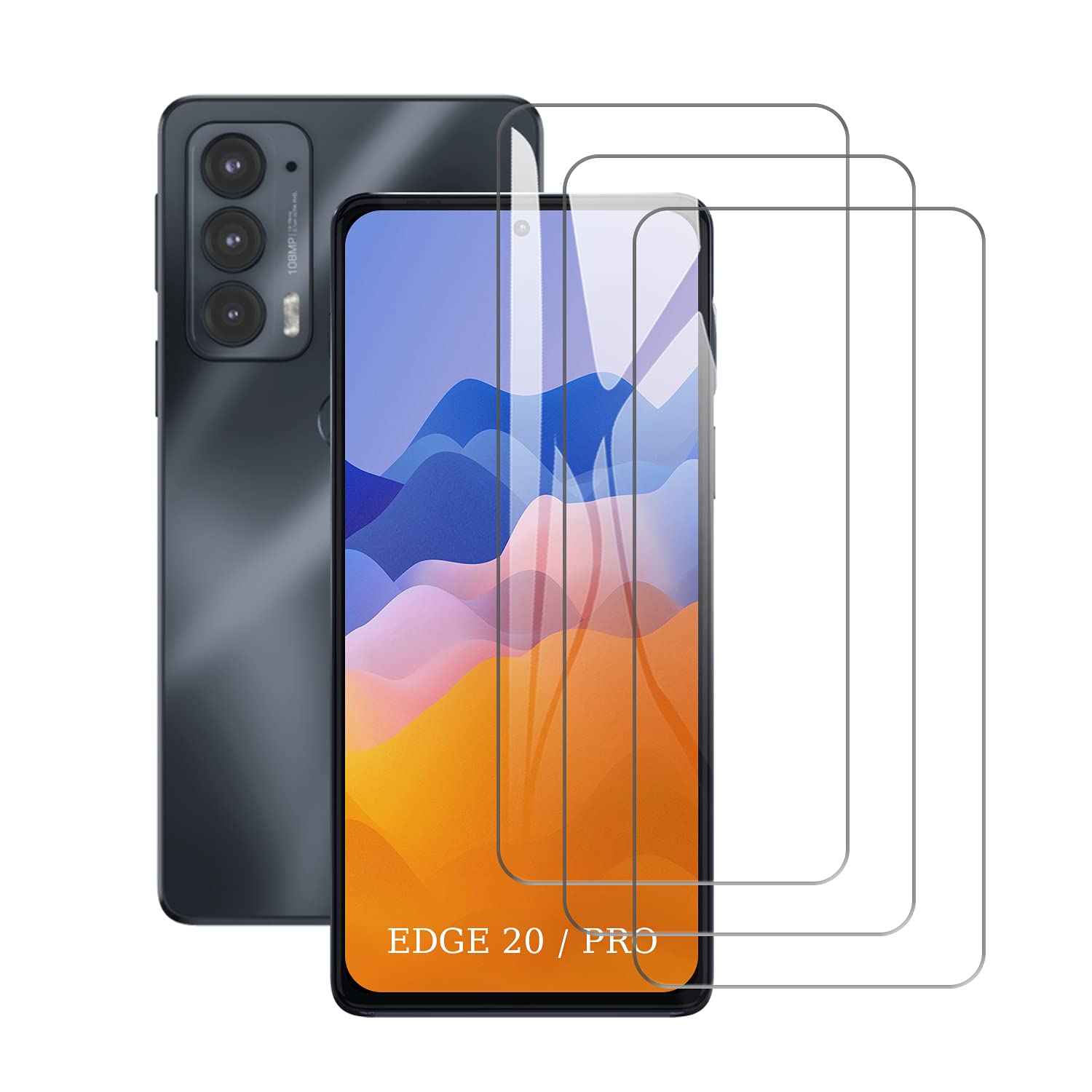 SCL Screen Protector for Motorola Edge 20/20 Pro Screen Protector Moto Edge 20/20 Pro Tempered Glass Film [3-Pack], Anti-Scratch, Less-Fingerprint, Case Friendly, 9H