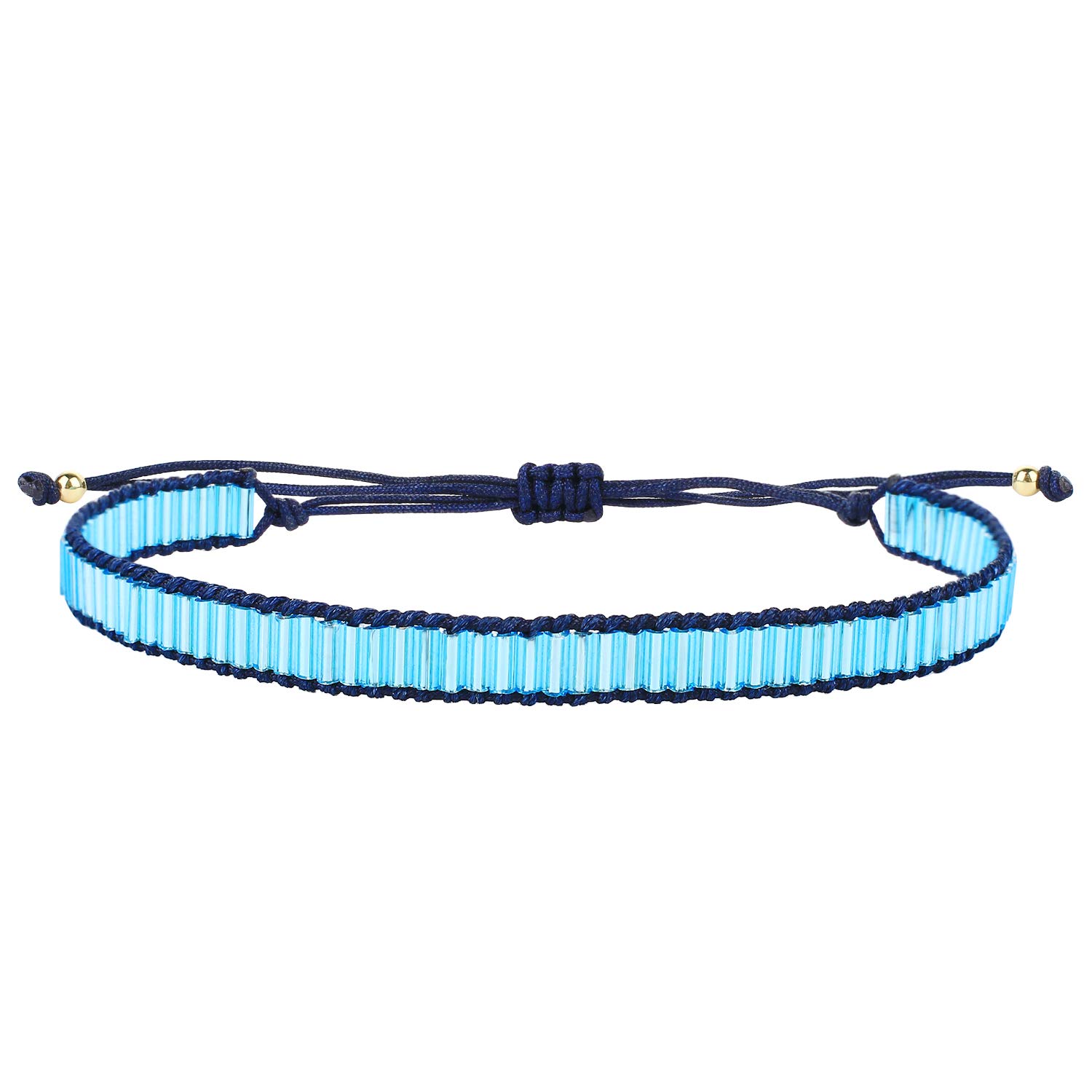 KELITCH Clear Miyuki Beaded Bracelets Handmade Friendship Strand Bracelets Fashion Jewelry (Blue 06A)