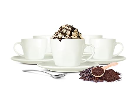 Sendez 12tlg Cappuccinotassen mit Unterteller aus Porzellan Kaffeetassen Teetassen Set