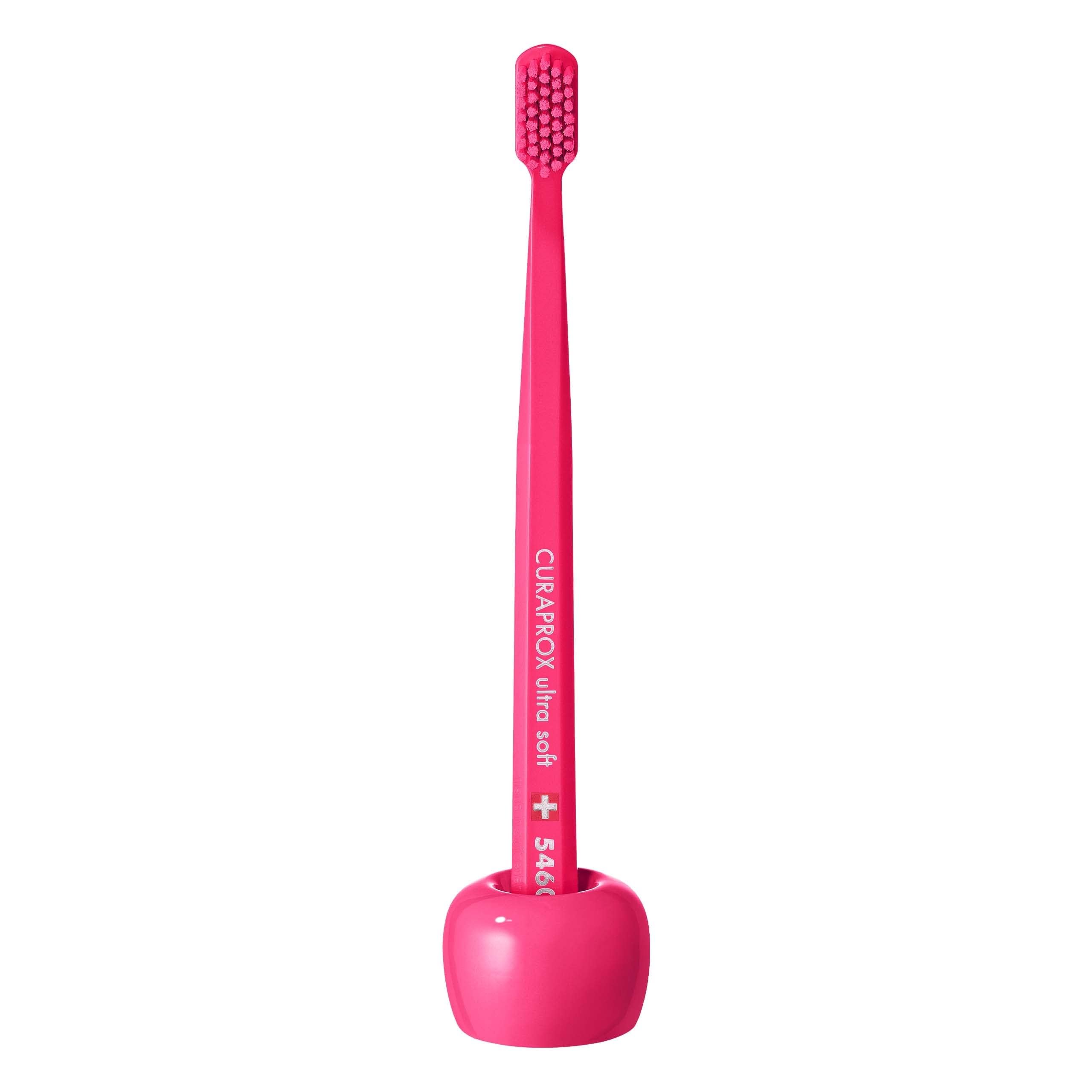Curaprox Toothbrush Holder – Ceramic Stand for Manual & Electric Toothbrushes | Magenta, Single Pack | Designed in Switzerland