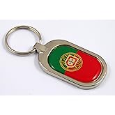 Portugal Flag Key Chain Metal Chrome Plated Keychain Portuguese
