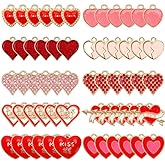 DTOFOOT 60pcs Valentines Heart Charms for Jewelry Making, Assorted Heart Charms Gold Enamel Pendant for Bracelet Necklace Earrings Making DIY Crafts