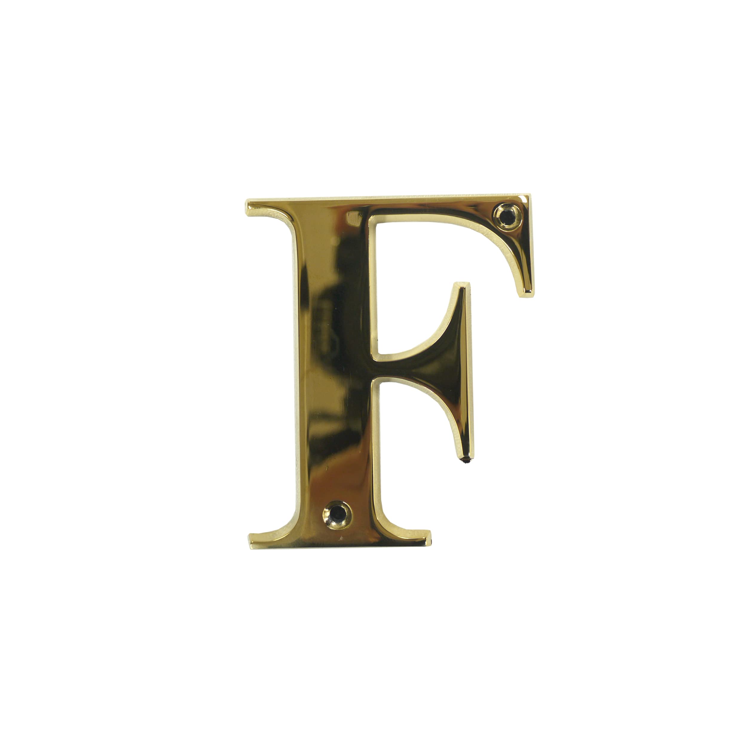 UAP House Numbers - 3 Inch Door Numbers Signature Screw Fix Bevelled Edge For Front Door, Address Number Screw On For Doors And Gates, Letter Times Roman Font (Letter F, PVD Gold)