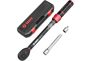 VANPO 3/8-inch Drive Click Torque Wrench, 5-45 Ft-Lb/6.8-61Nm, ±3% Accuracy, Dual-Direction, 72 Tooth, Aluminum Adjustable Torque Wrench for Bike, Motorcycle, Car Spark