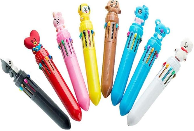 Amazon Comidox Bts 防弾少年団 10イン1 色 ノック式ボールペン クリエイティブ 漫画型 マルチカラーペン 中細 0 7mm 学校 オフィス 学生用品 ペン 文房具 オフィス用品