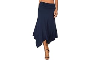 DJT Women's Flowy Handkerchief Hemline Midi Skirt