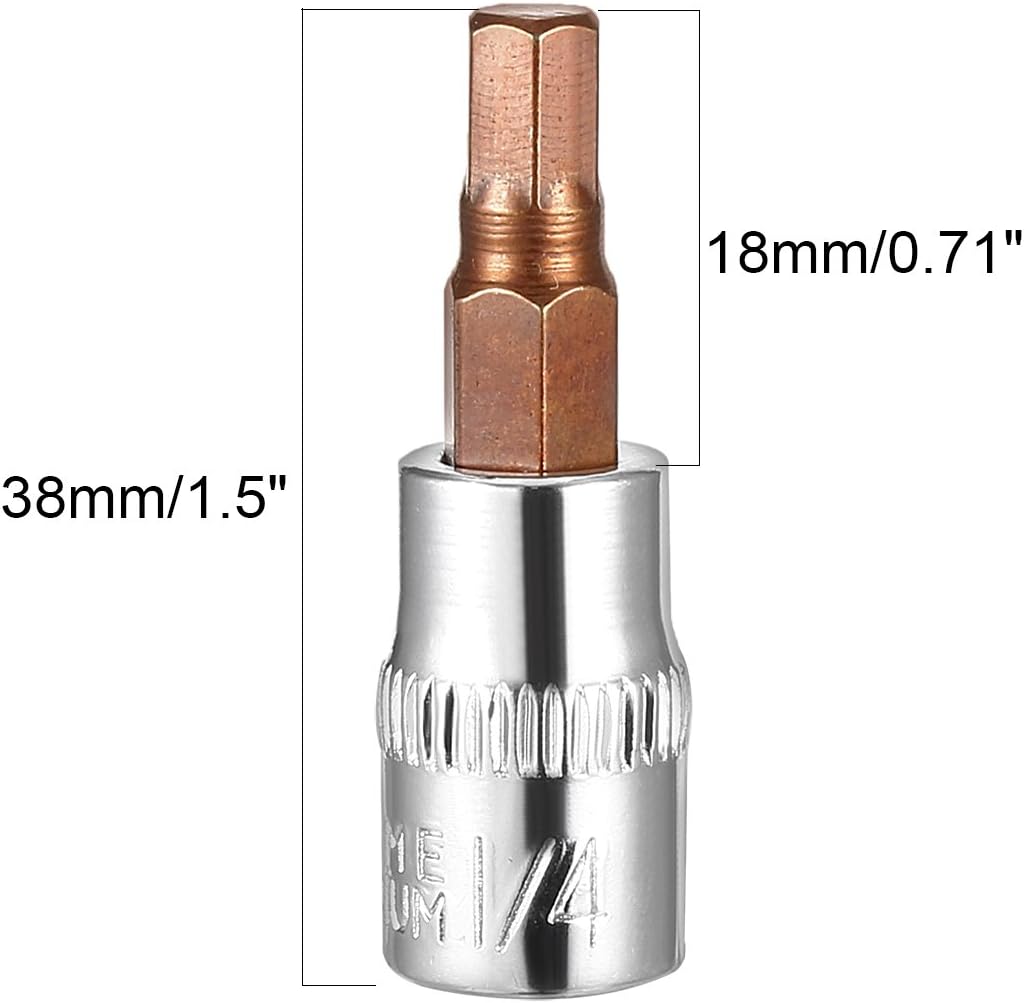 Sourcingmap 2pcs 1/4" Drive x H5 (5mm) Hex Bit Socket, S2 Steel Bits CR-V Sockets 1.5" Length Use with Ratchet Wrench - Image 5
