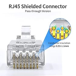 XANHAM 25 Pack Cat 6 Pass Through Shielded RJ45
