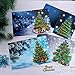 Outus 4 Pcs Christmas 5D DIY Diamond Painting Greeting Cards Xmas Tree Card with Christmas Stickers for Xmas Decor Gifts