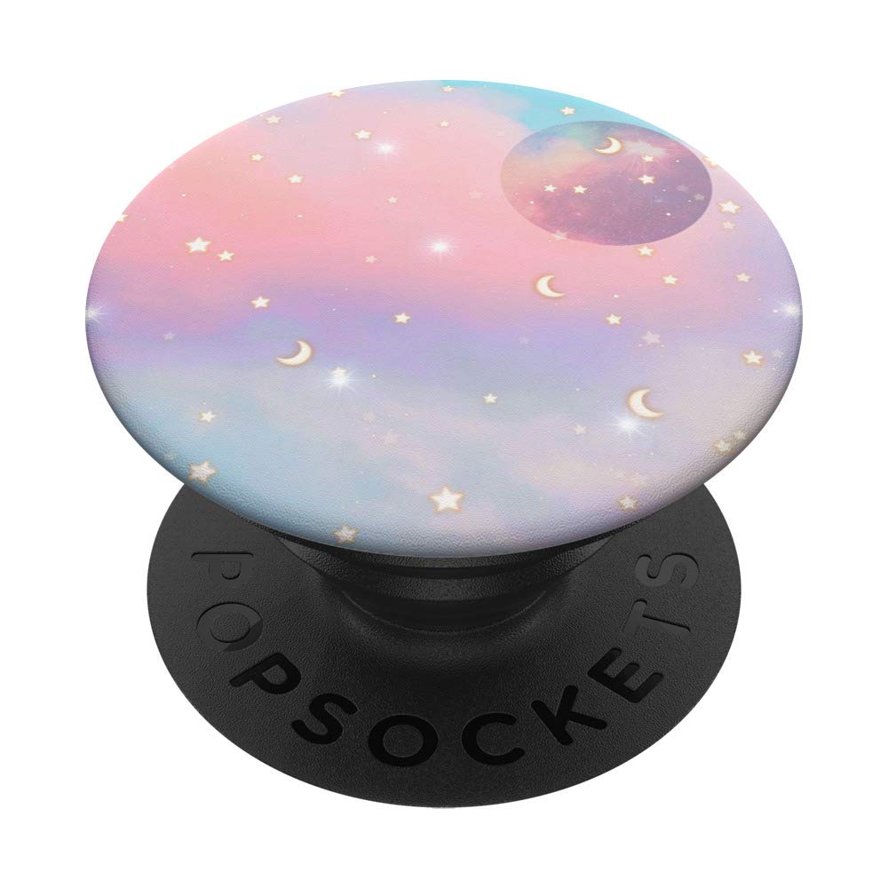 Fantasy Pink Blue Nebula Moon and Stars PopSockets PopGrip: Swappable Grip for Phones & Tablets