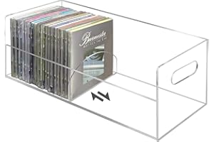 KIYTARBOO CD Holder, DVD Storage Shelves, Acrylic CD Rack With Fixed Separation Fittings, Stackable Storage Shelf Container for Blu-Rays, Small Books, Video Game Cases, Perfect for Home Theatre Room