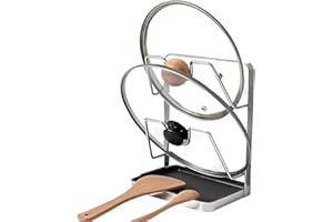 Pan Lid Holder Pot Lid Organizer 2-Tier Stainless Steel Saucepan Lid Storage While Cooking Pot Cover Holder Rack with Detacha