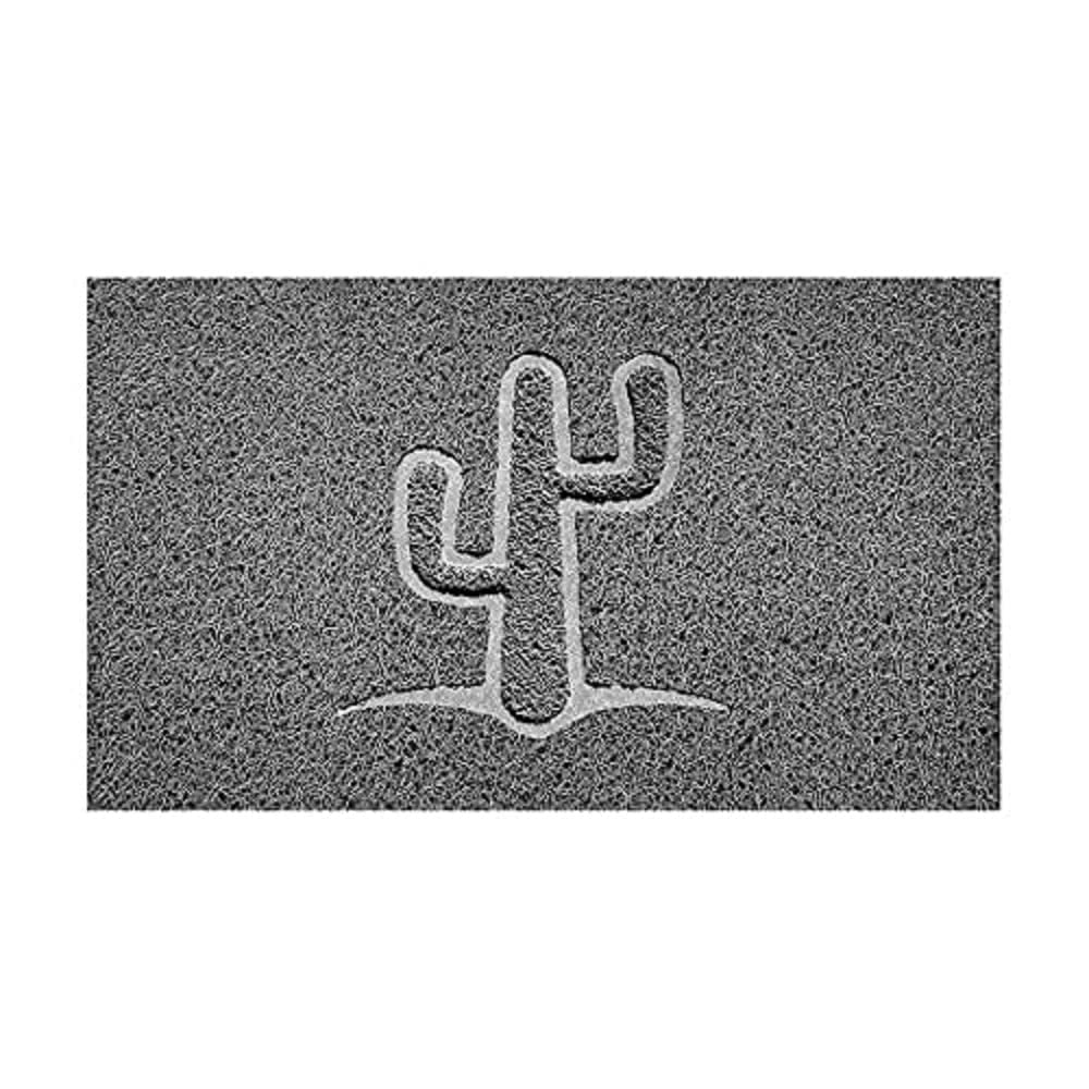 Nicoman Embossed Spaghetti Door Mat Dirt-Trapper Jet-Washable Doormat 70x43cm (Grey, CACTUS Shape) - Use Indoor or Sheltered Outdoor