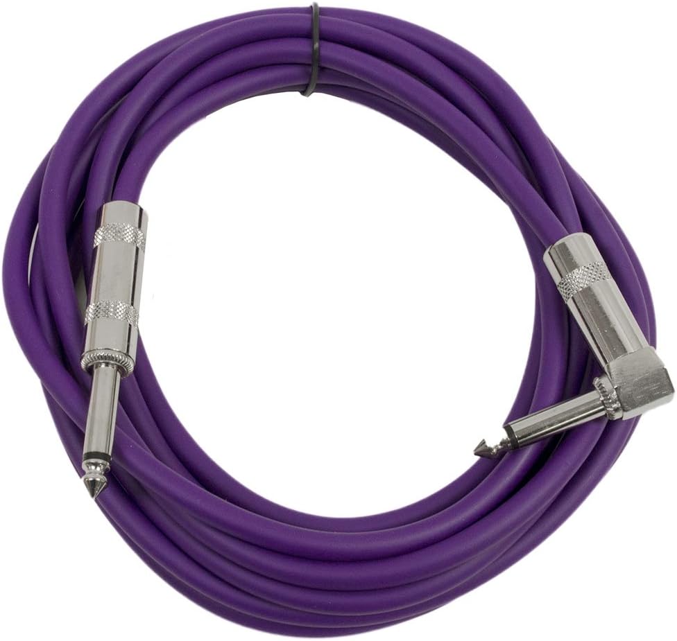 Seismic Audio - SAGC10R - 10 Foot (2 Pack) TS 1/4" to 1/4" Right Angle TS Guitar Cables Purple: Musical Instruments