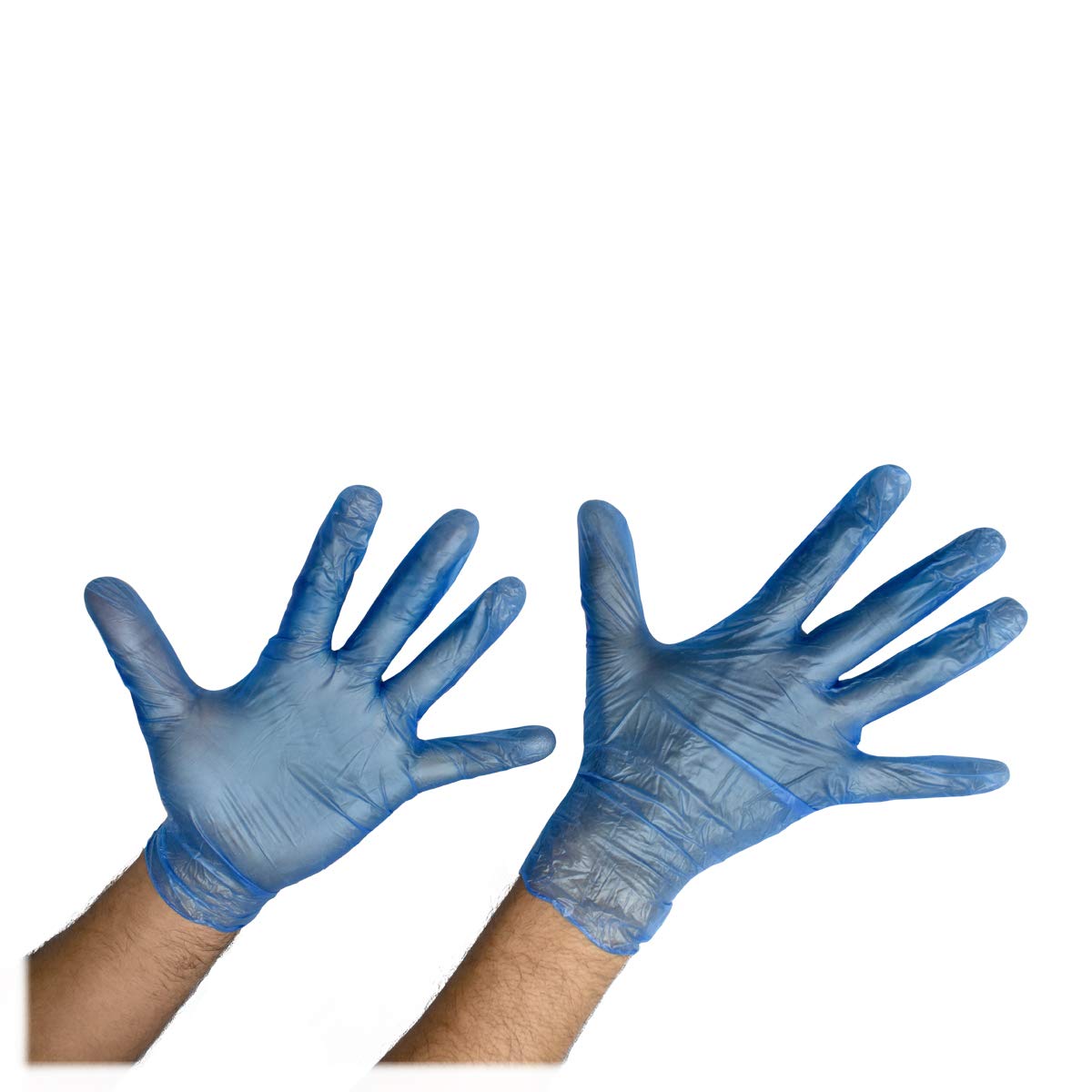 100 x Strong Blue Vinyl Powder Free Disposable Gloves - Size M