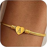 Fimhut Gold Bracelets for Women Valentines Day Gifts, Dainty 18K Gold Plated Letter A-Z Initial Bracelets for Women Trendy Personalized Letter Bracelet Valentines Day Gifts for Her